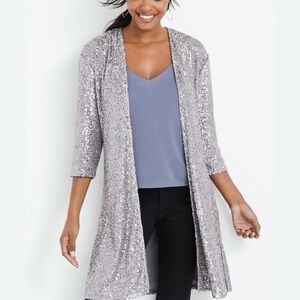 Maurices Silver Sequin Cardigan